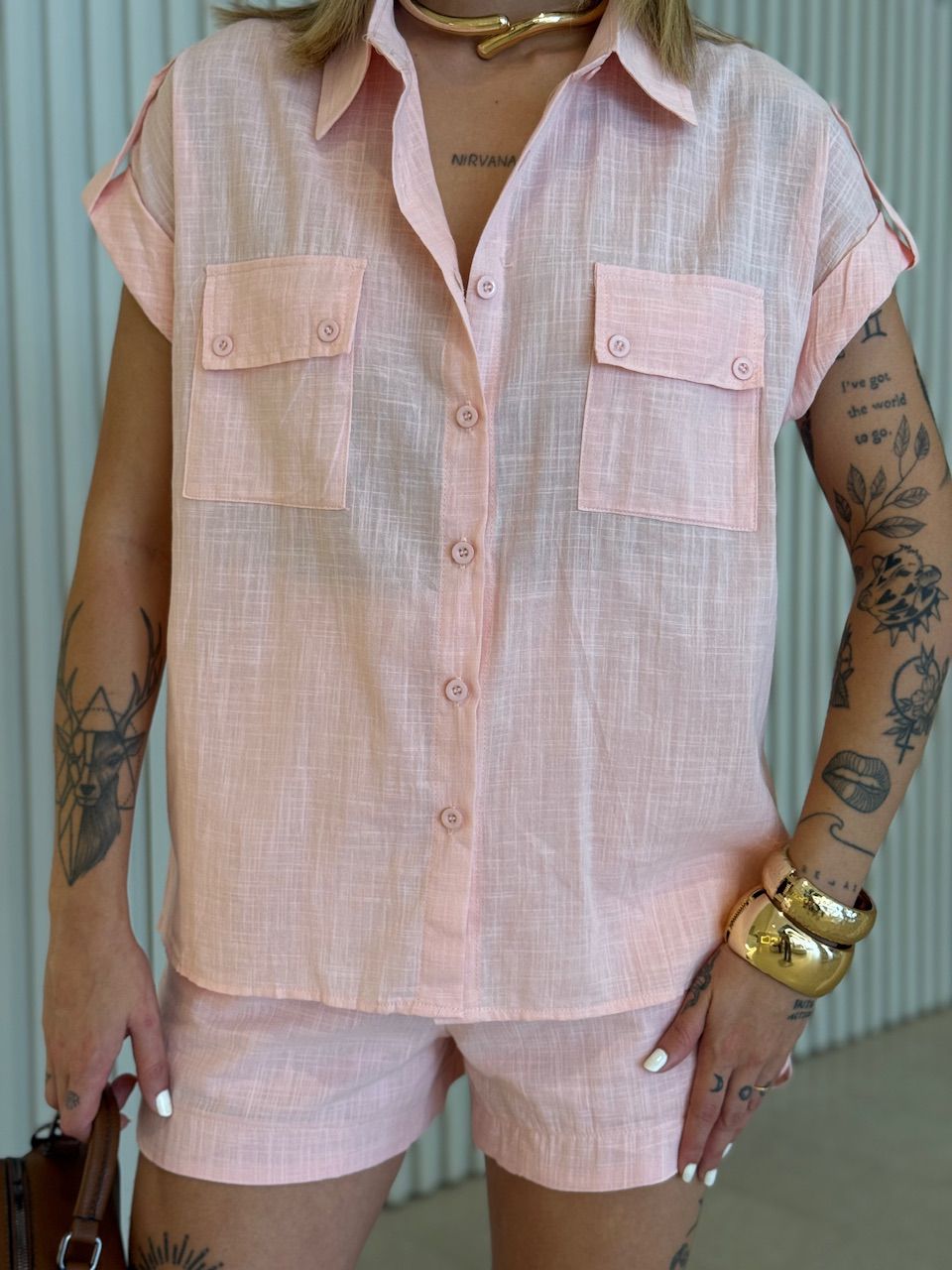 CONJUNTO MARIA ALICE CAMISA SHORT BABY PINK