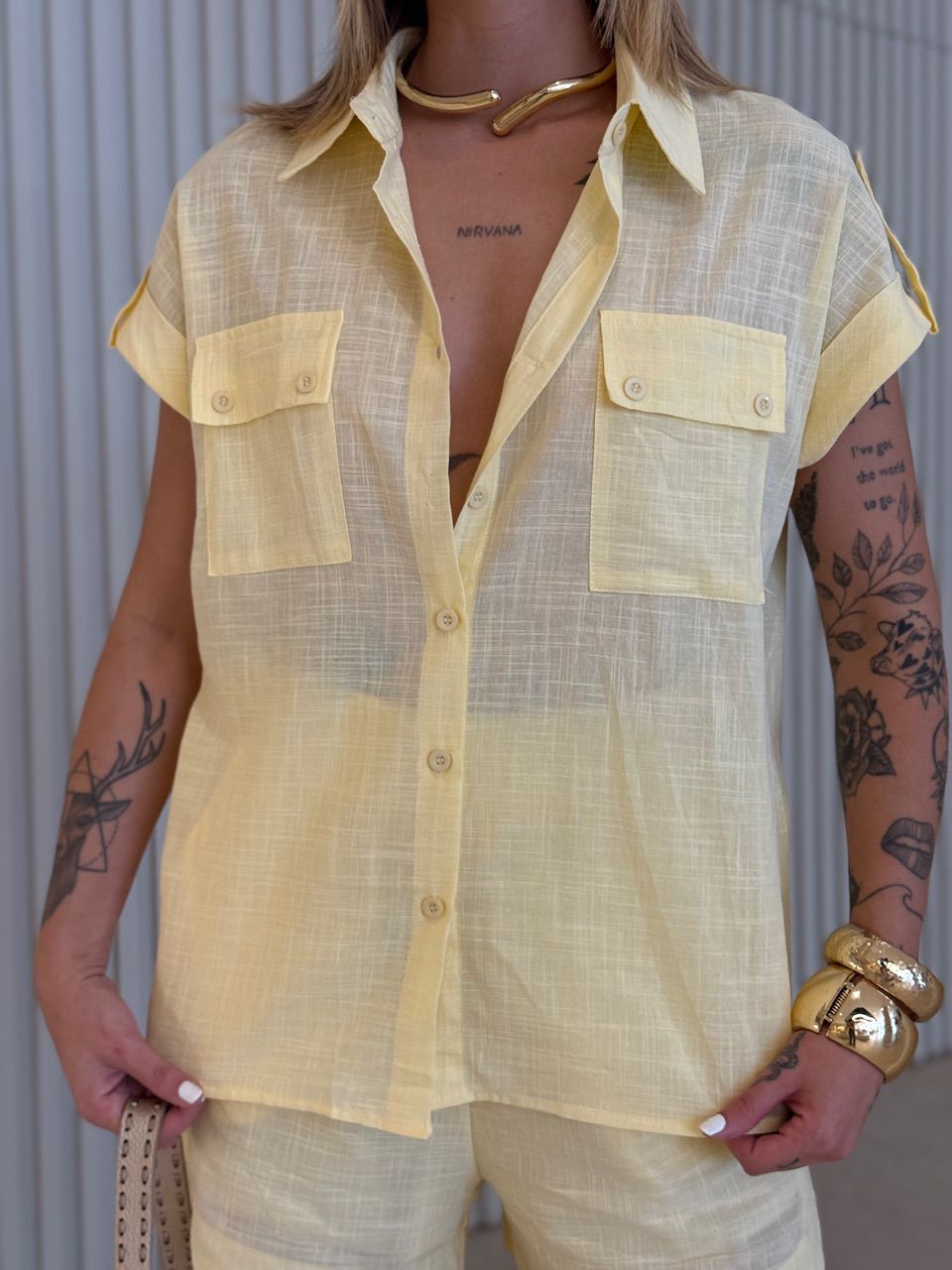 CONJUNTO MARIA ALICE CAMISA SHORT YELLOW BUTTER