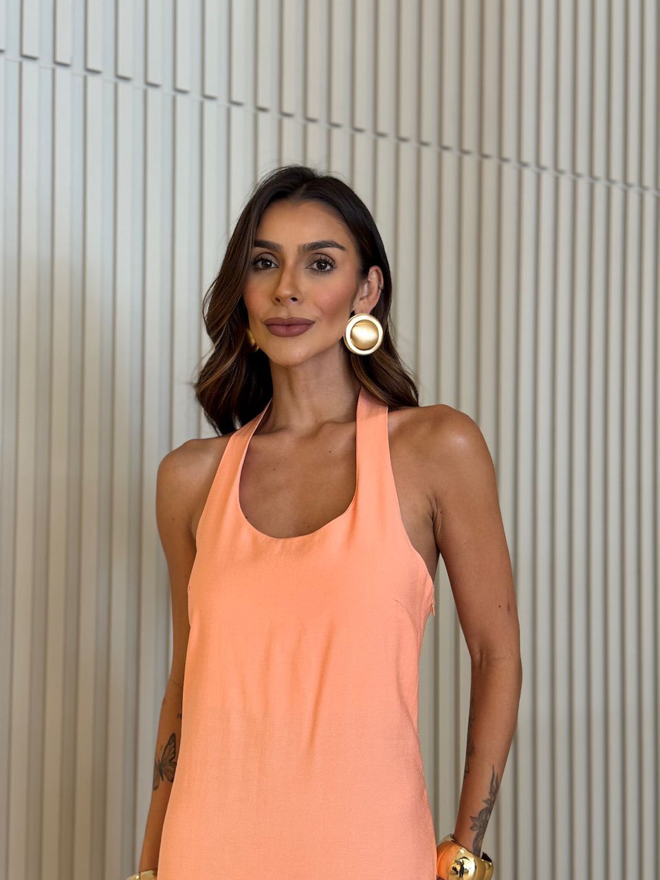 VESTIDO GABRIELA LONGUETE PÊSSEGO