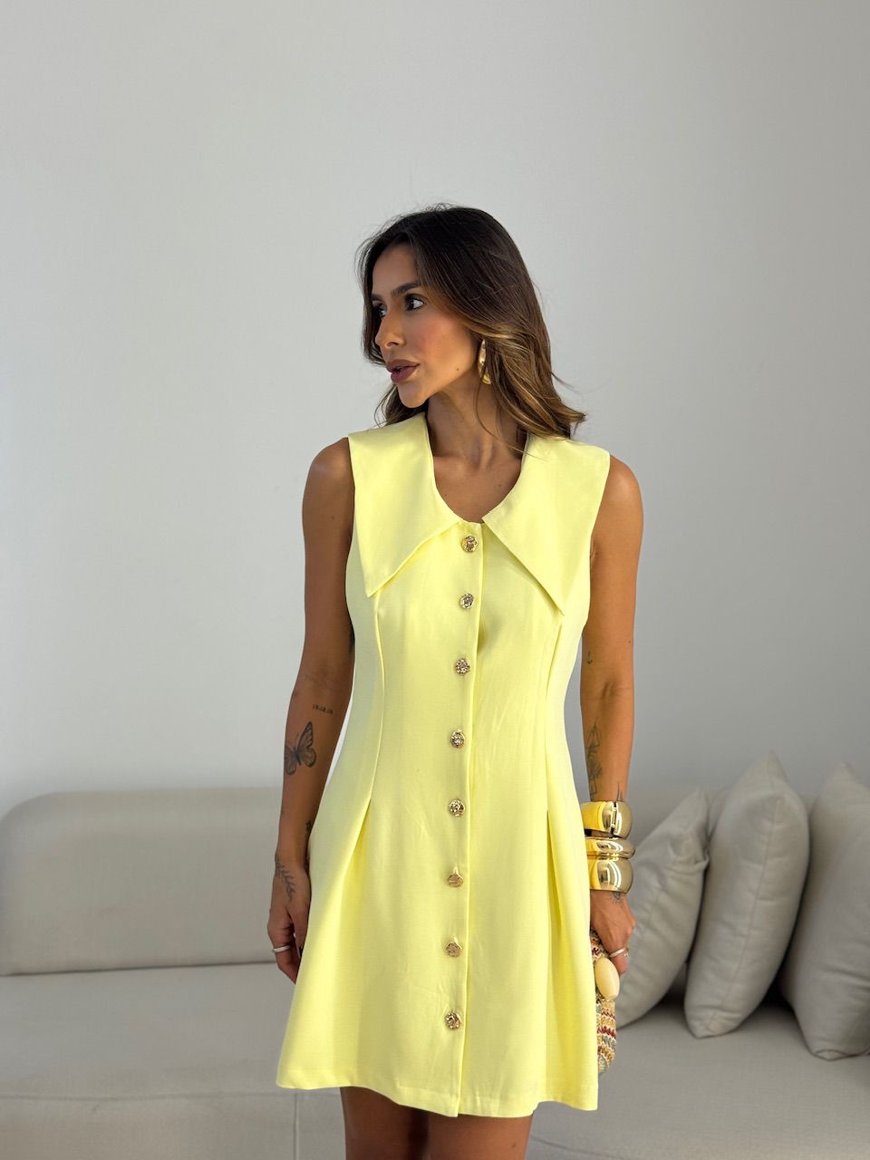 VESTIDO MARIANA GOLA AMARELO