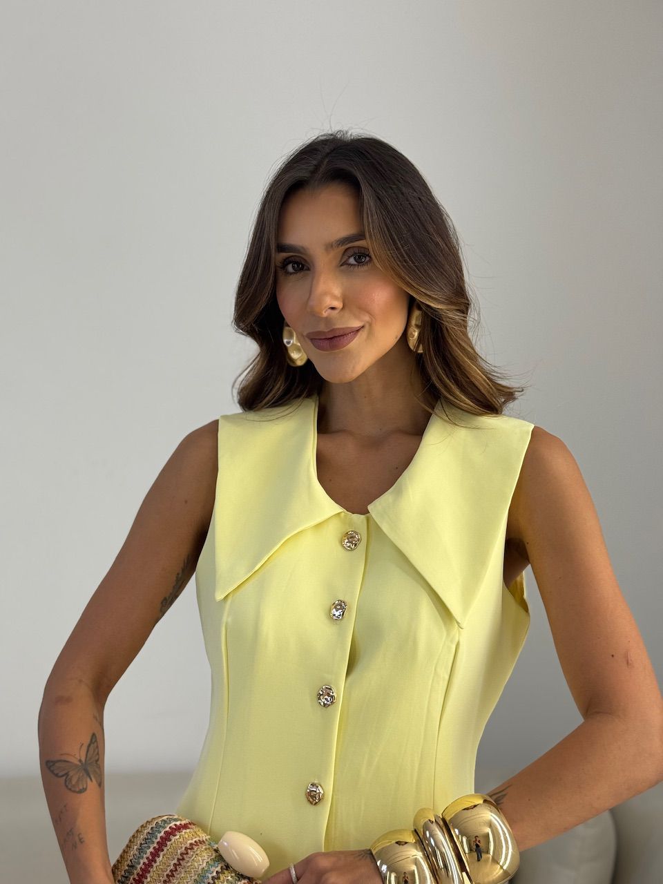 VESTIDO MARIANA GOLA AMARELO