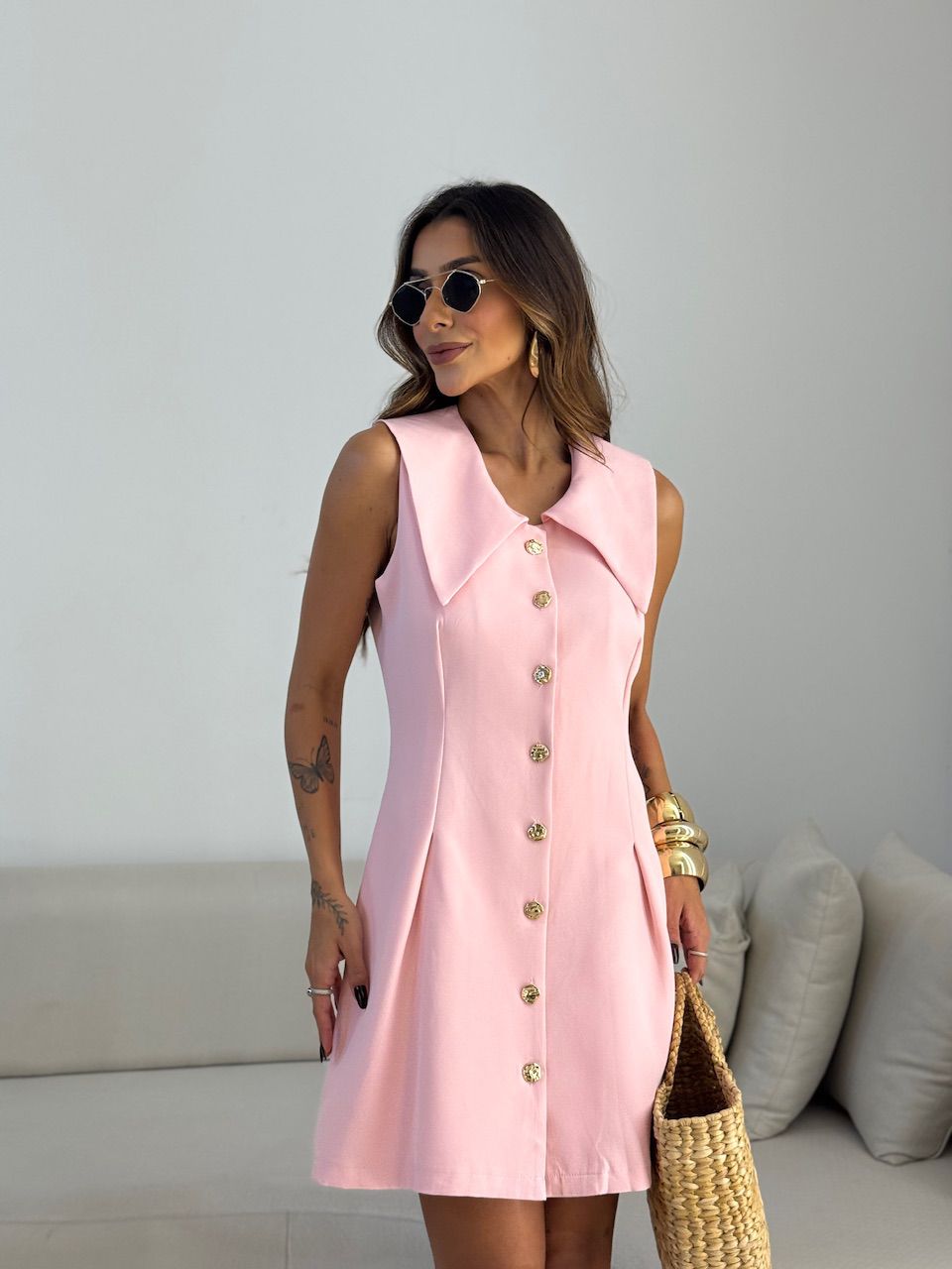 VESTIDO MARIANA GOLA BABY PINK