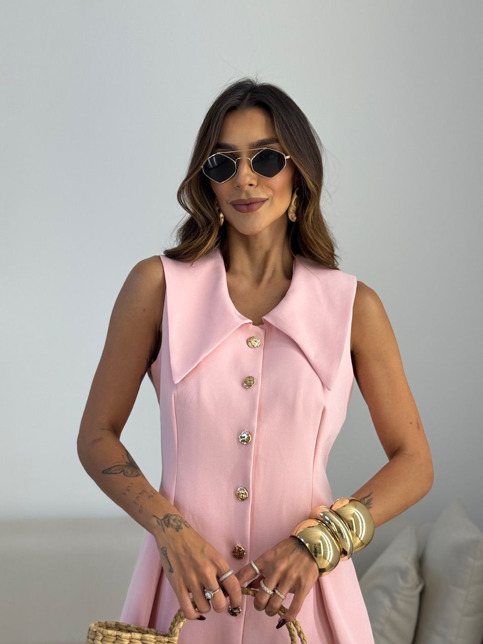 VESTIDO MARIANA GOLA BABY PINK