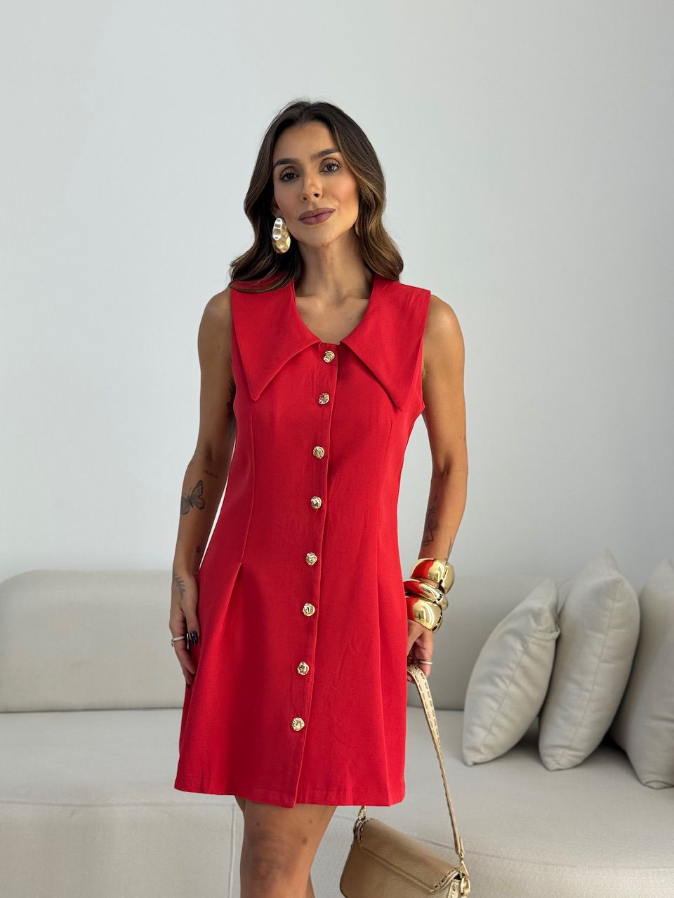 VESTIDO MARIANA GOLA VERMELHO