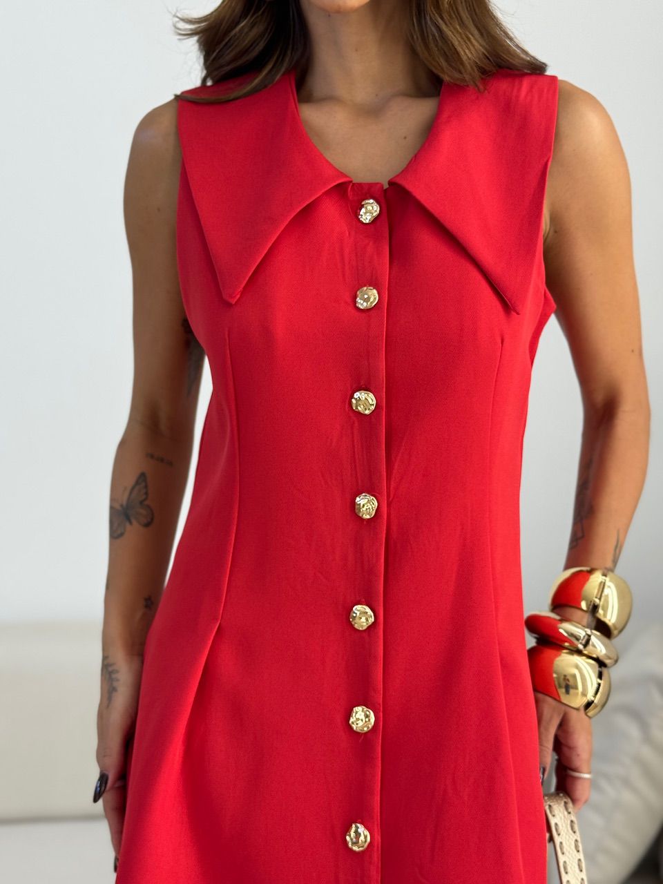 VESTIDO MARIANA GOLA VERMELHO