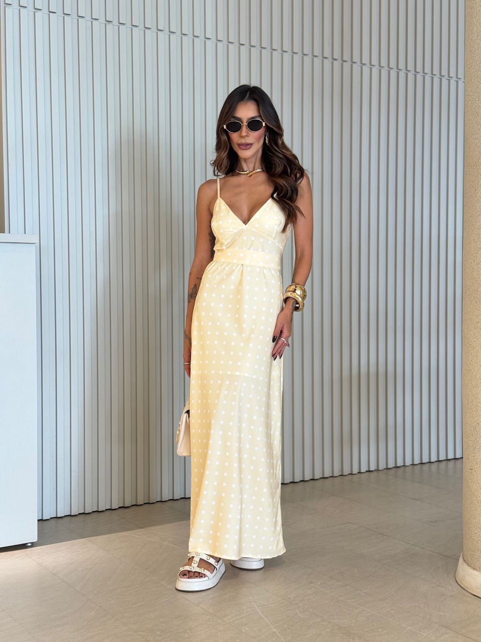 VESTIDO RAFAELA POÁ AMARELO - 0073300111 - CAROLLA FERRARO