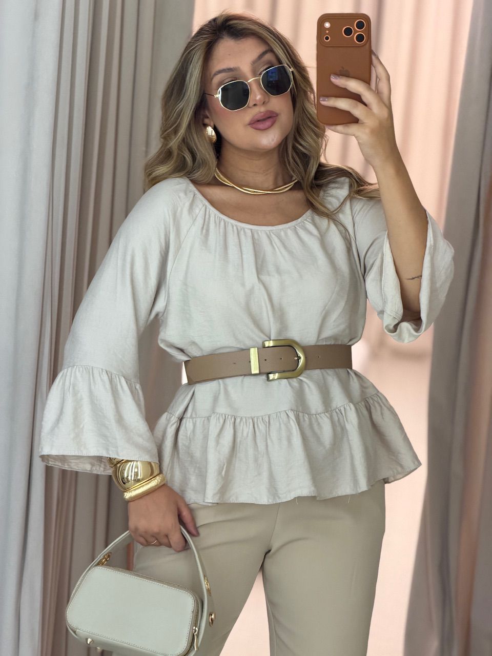 BATA TÁBATA PEPLUM AREIA - 0074440110 - CAROLLA FERRARO