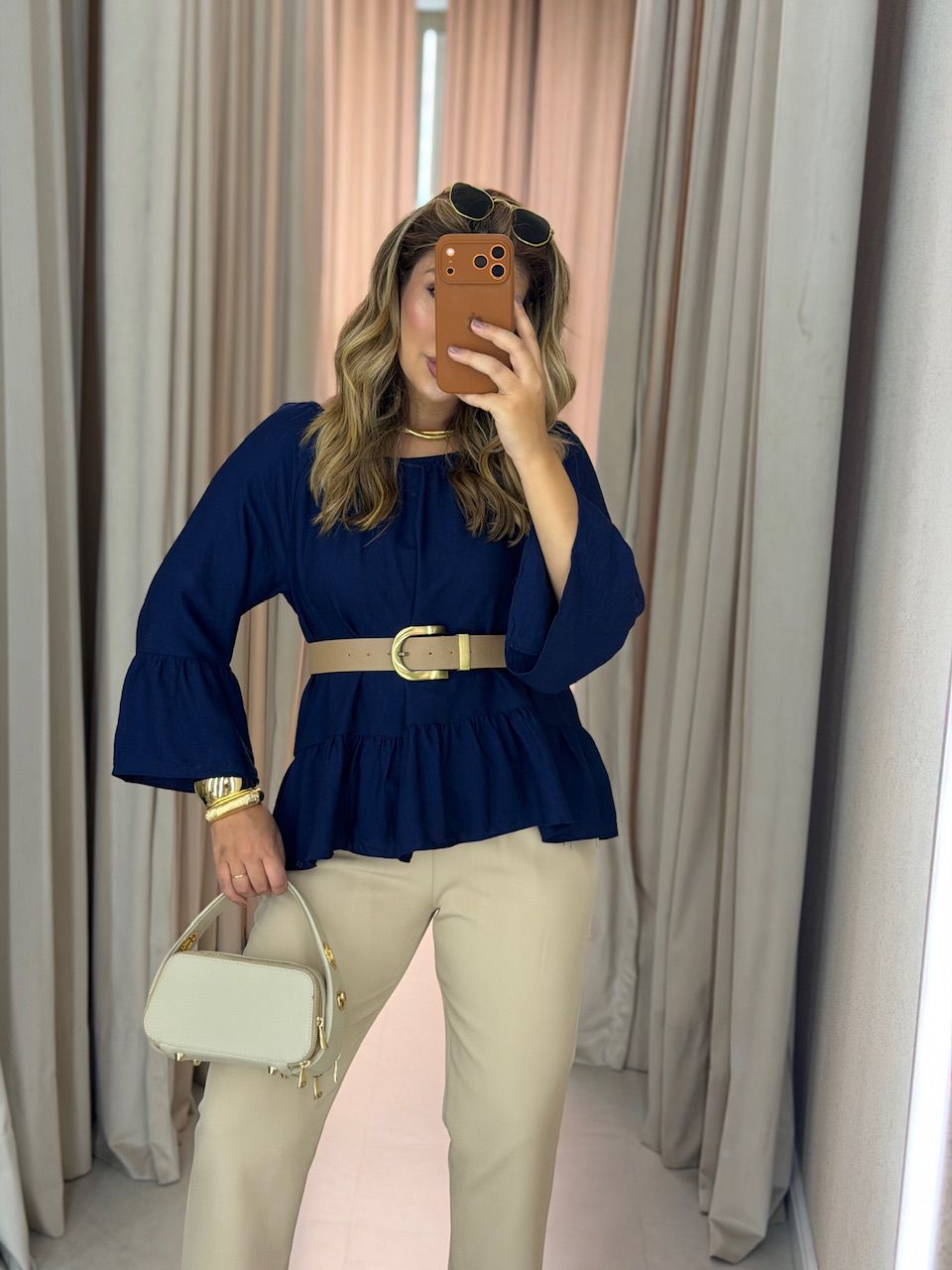 BATA TÁBATA PEPLUM MARINHO