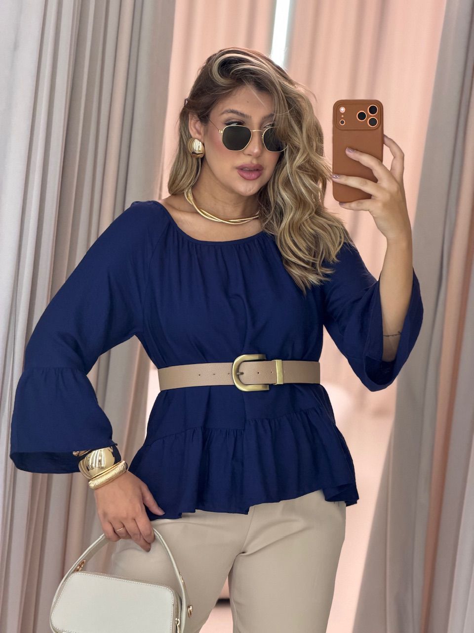 BATA TÁBATA PEPLUM MARINHO - 0074440055 - CAROLLA FERRARO