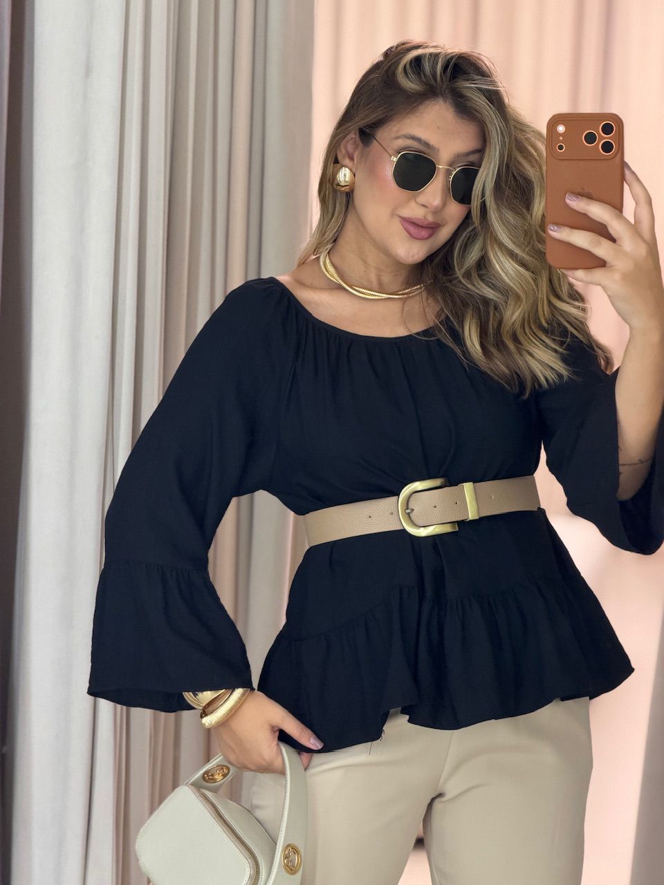 BATA TÁBATA PEPLUM PRETA