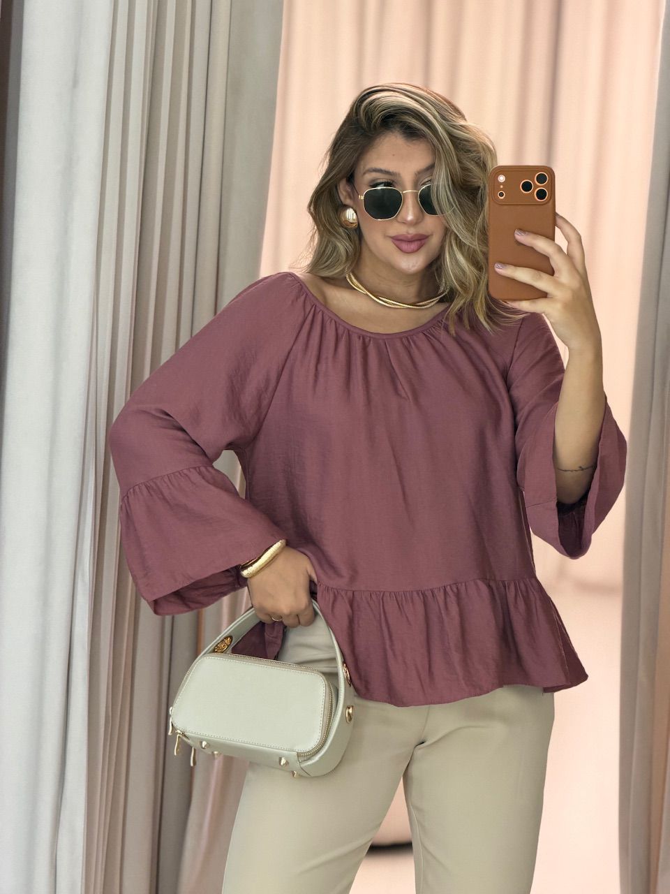 BATA TÁBATA PEPLUM ROSA QUEIMADO