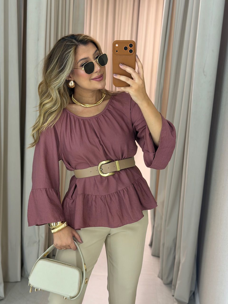 BATA TÁBATA PEPLUM ROSA QUEIMADO