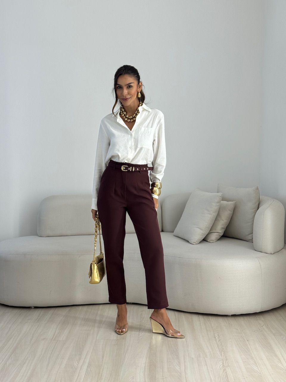 CALÇA LIA CINTO VINHO