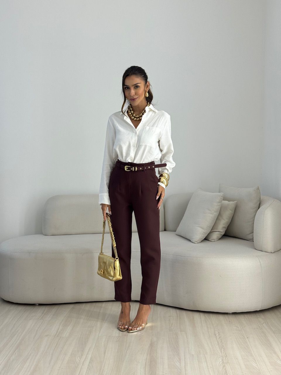 CALÇA LIA CINTO VINHO