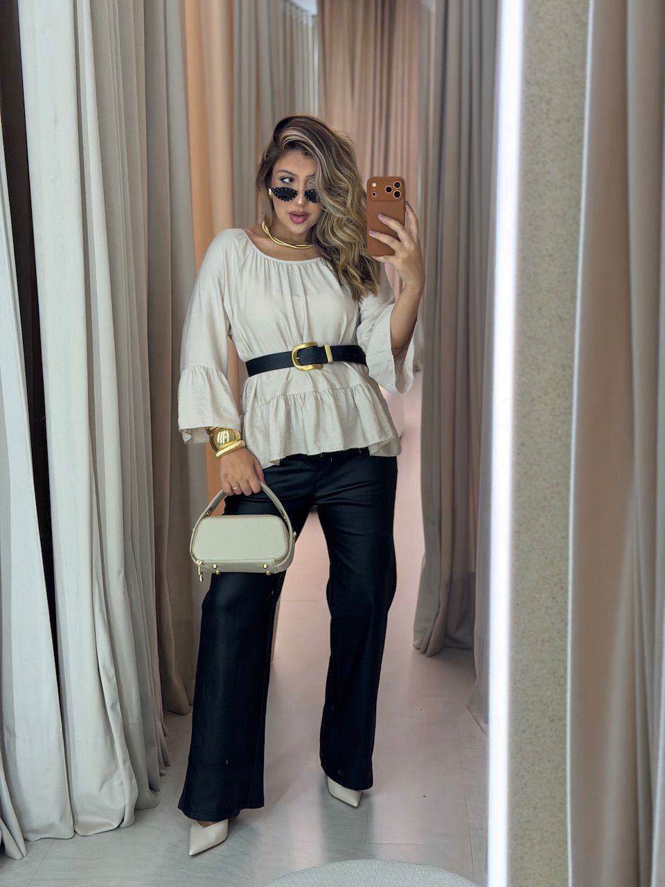 CALÇA TAIENE COURO FAKE Preta