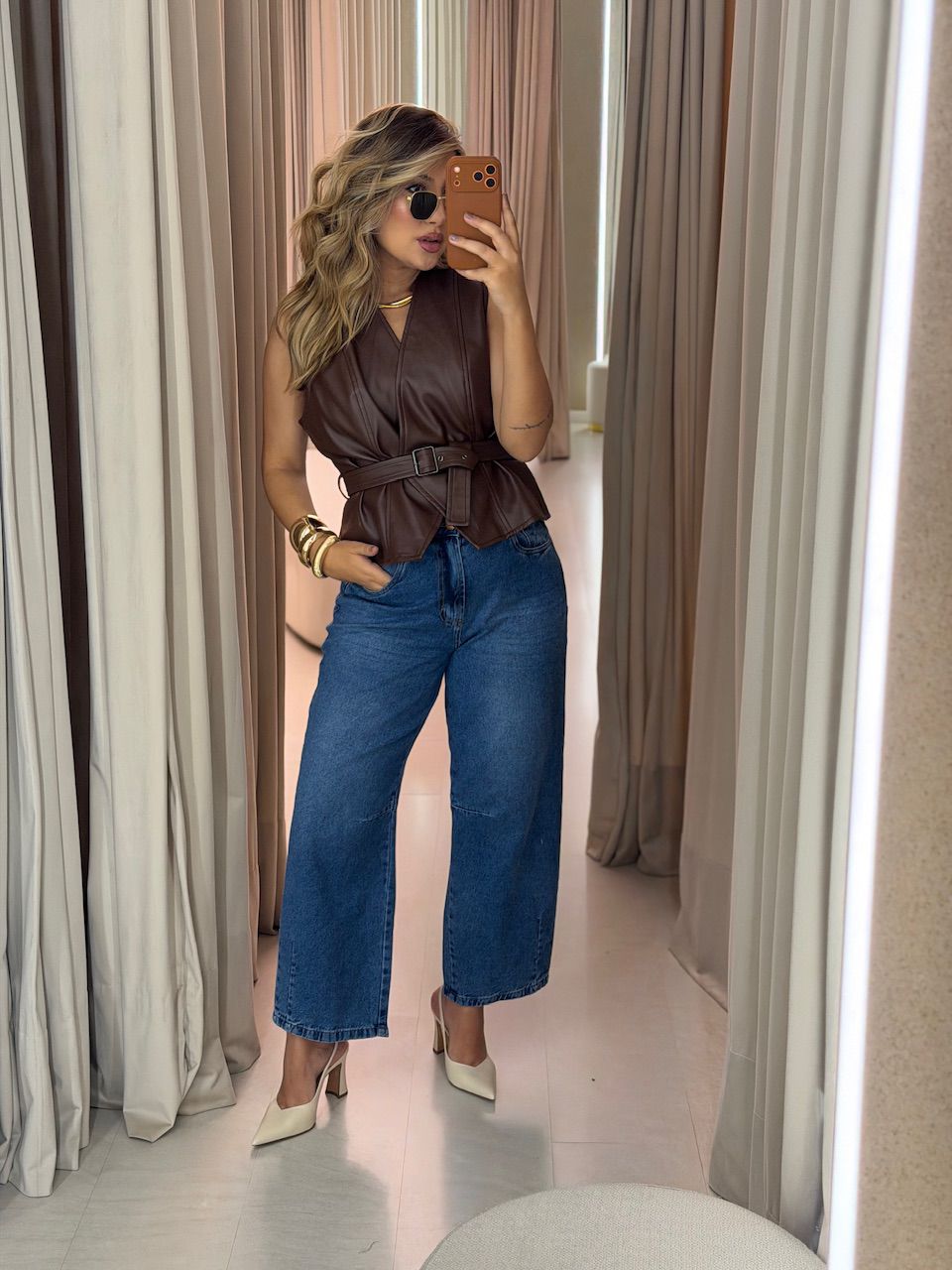 COLETE ELEONORA COURO FAKE CAFÉ