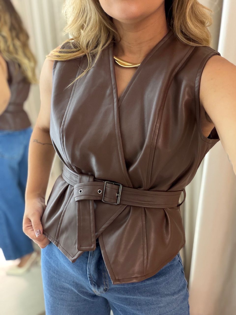 COLETE ELEONORA COURO FAKE CAFÉ