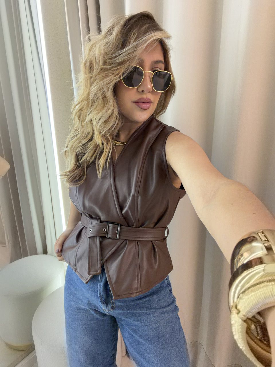 COLETE ELEONORA COURO FAKE CAFÉ