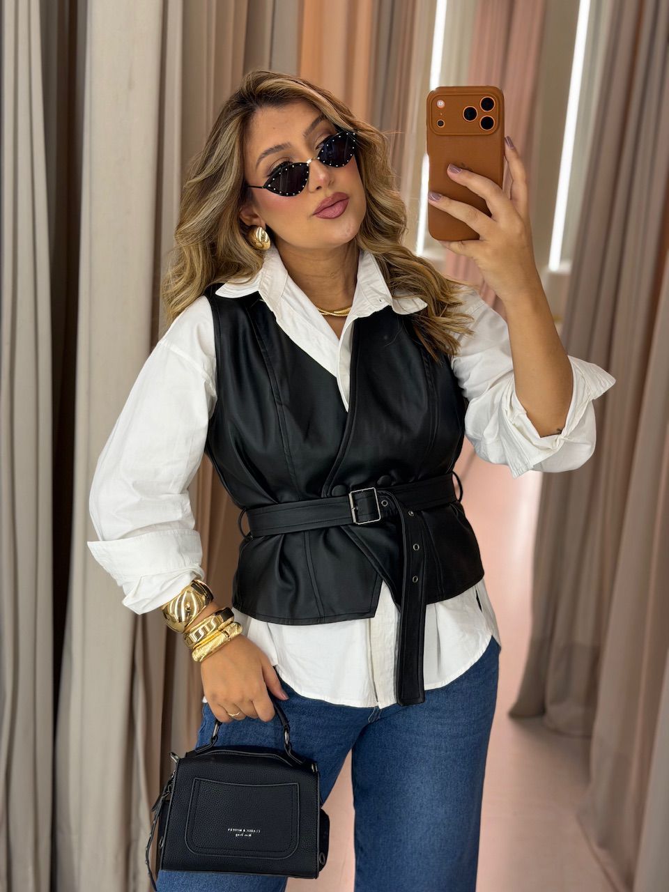 COLETE ELEONORA COURO FAKE PRETA