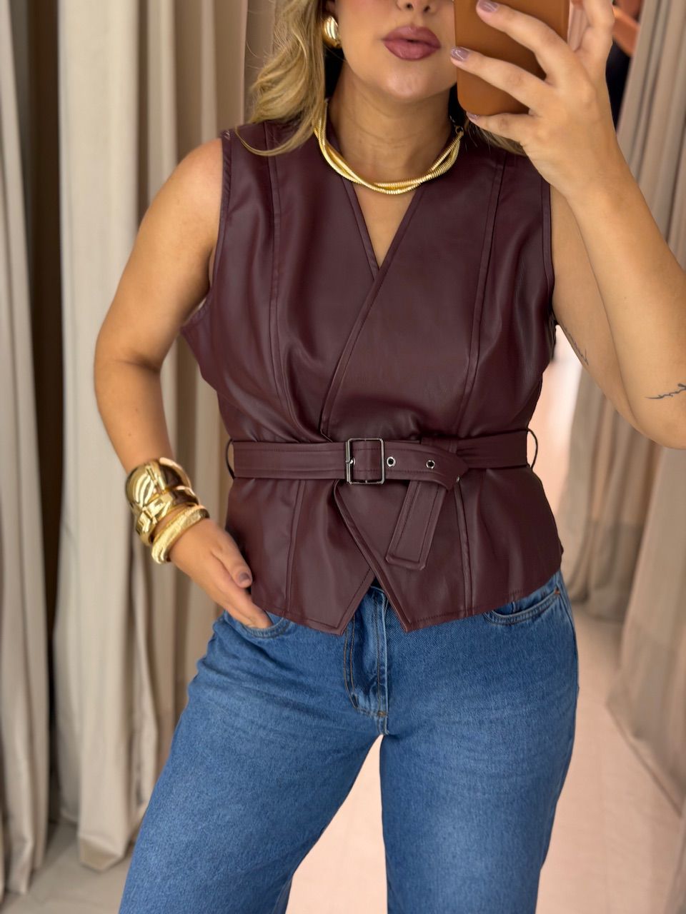 COLETE ELEONORA COURO FAKE VINHO