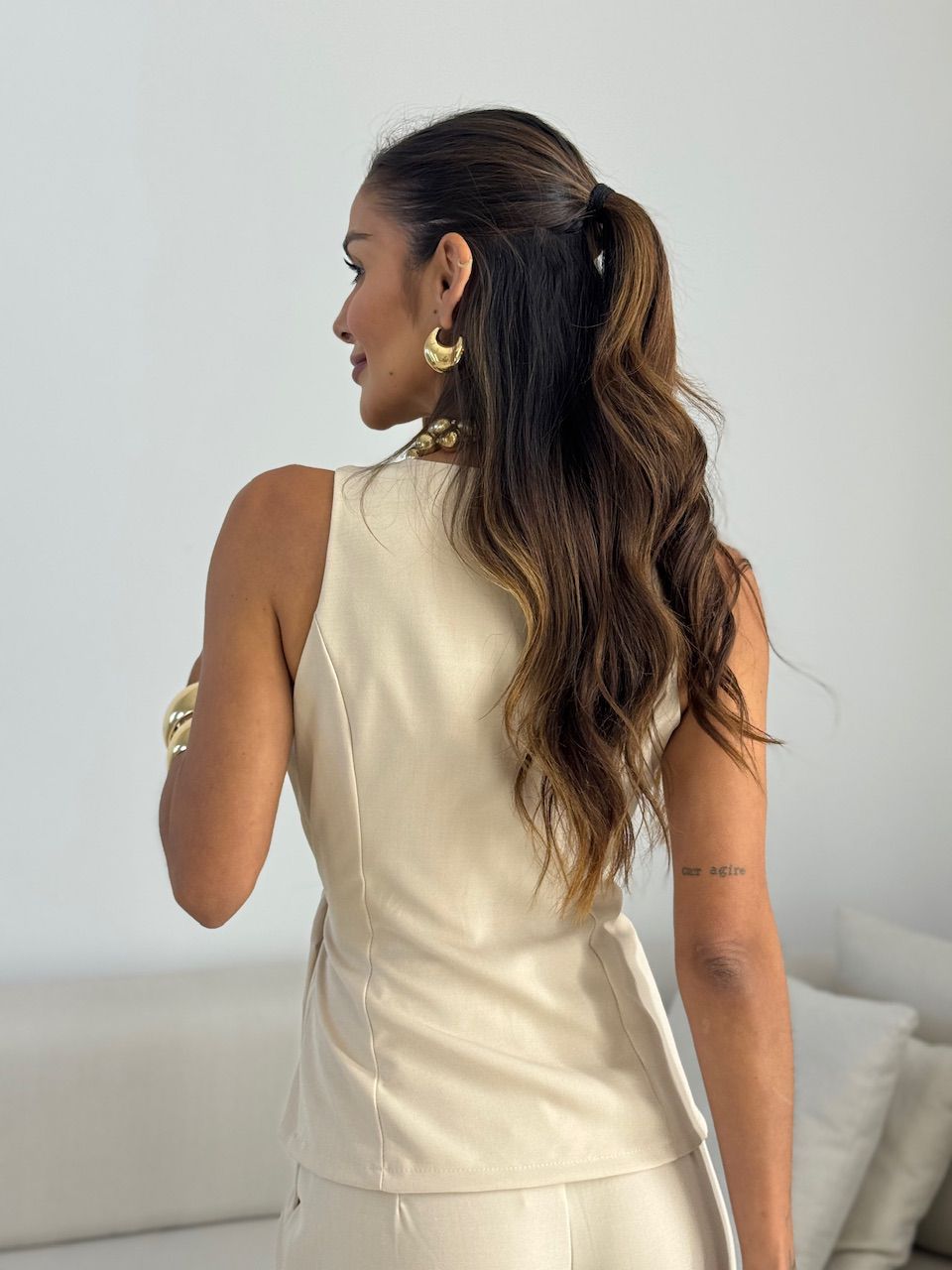 CONJUNTO MARIANGELA COLETE CALÇA AREIA