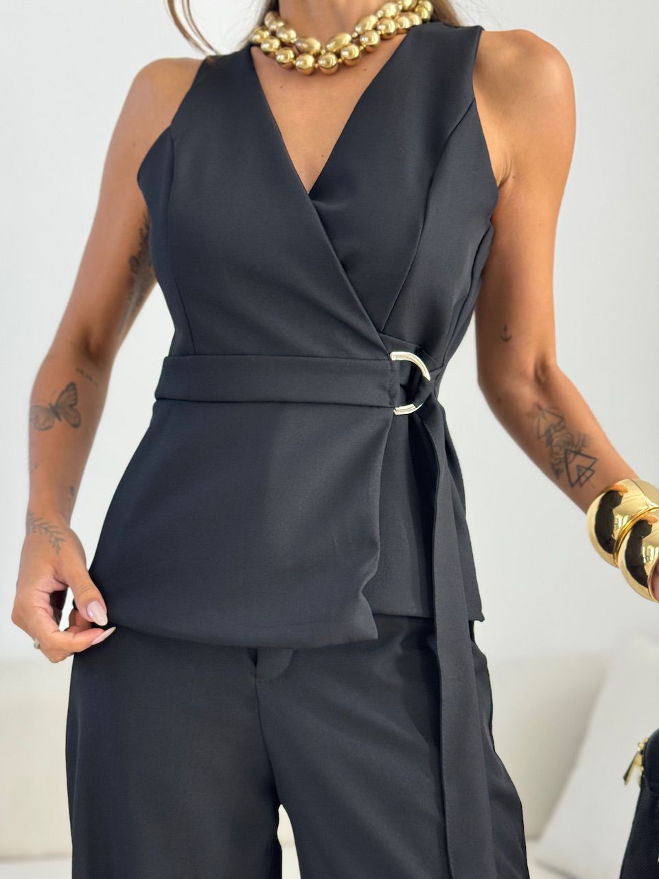 CONJUNTO MARIANGELA COLETE CALÇA PRETO