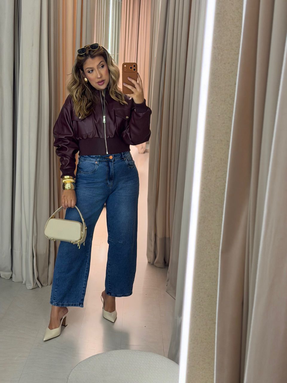 JAQUETA BÁRBARA COURO FAKE VINHO