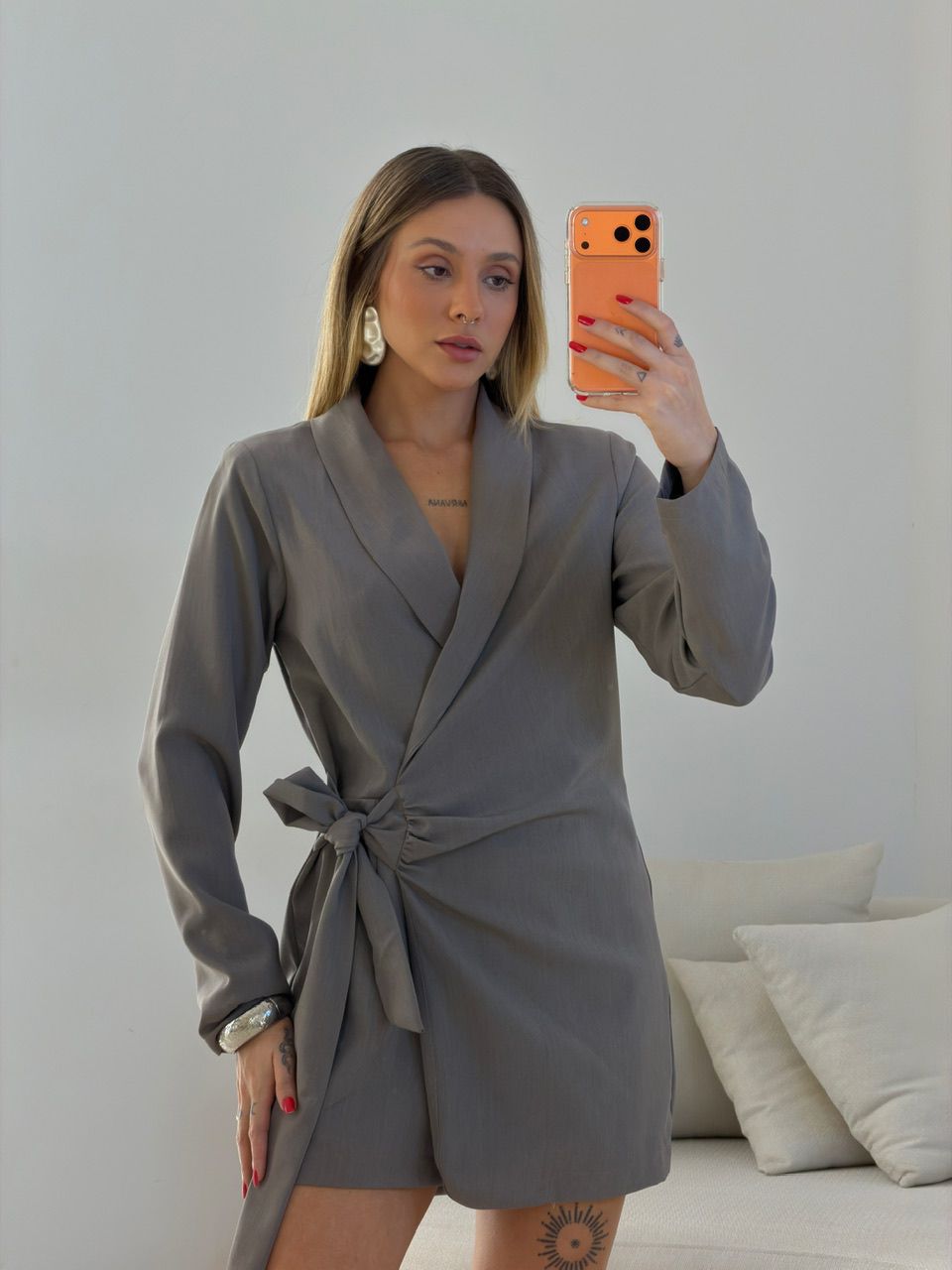 MACAQUINHO ELISA AMARRAÇÃO CINZA