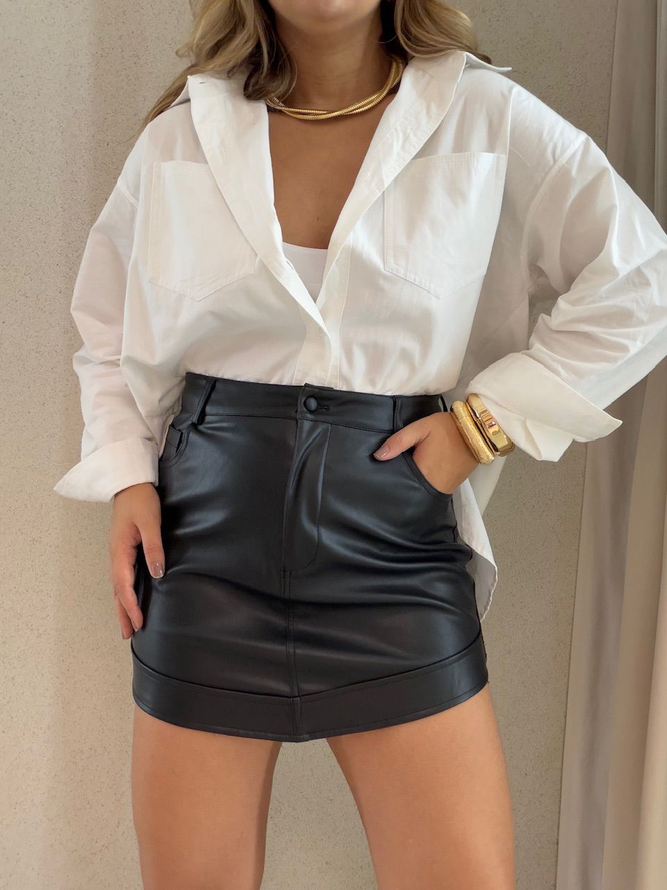 SAIA RAFAELY COURO FAKE PRETA - 0074410033 - CAROLLA FERRARO