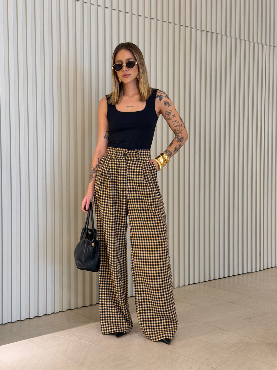 CALÇA SAMARA XADREZ MARINHO