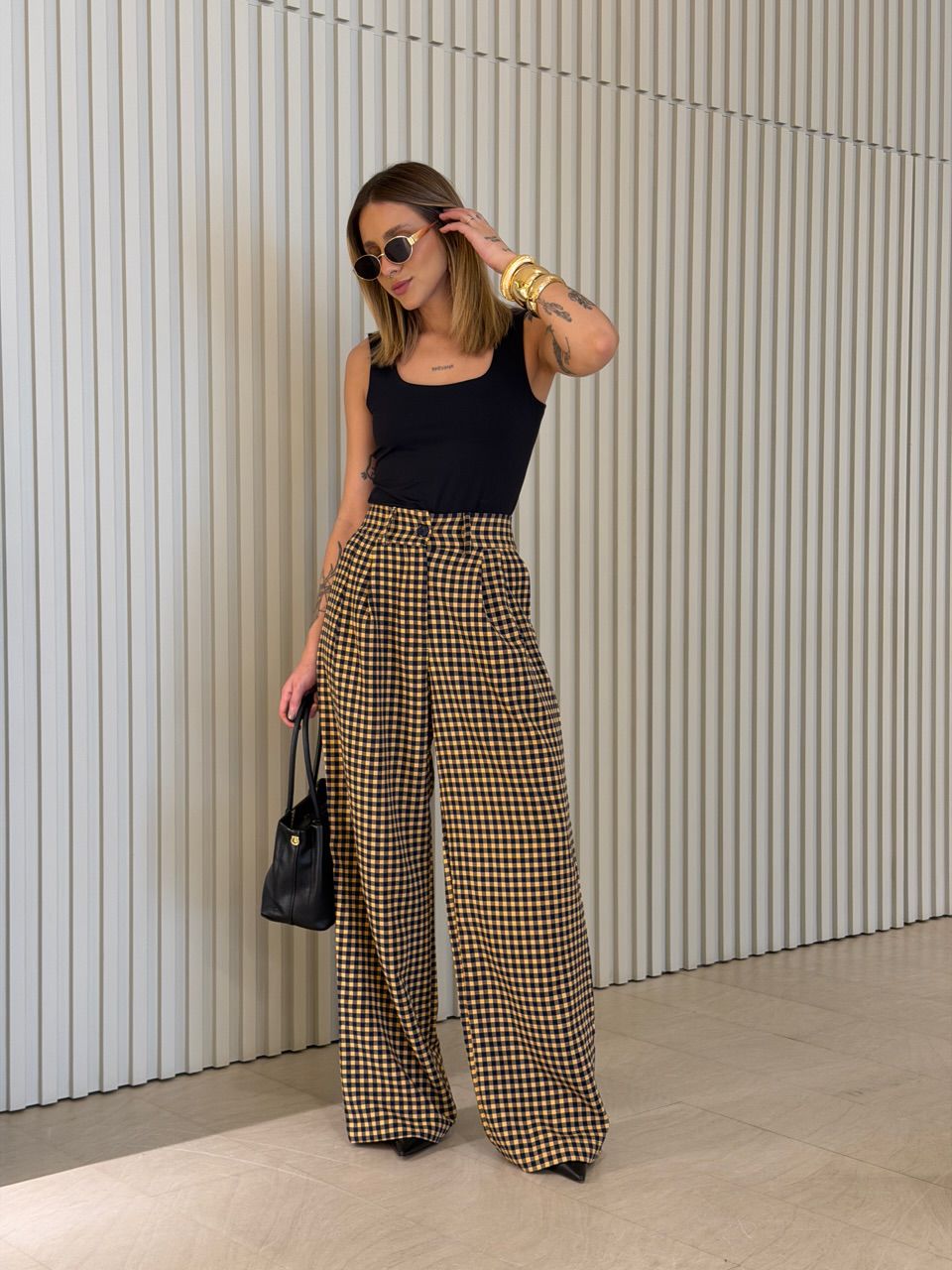 CALÇA SAMARA XADREZ MARINHO