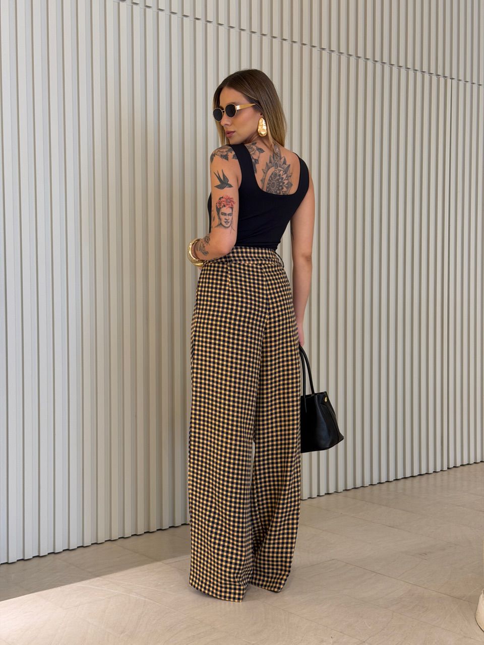 CALÇA SAMARA XADREZ MARINHO