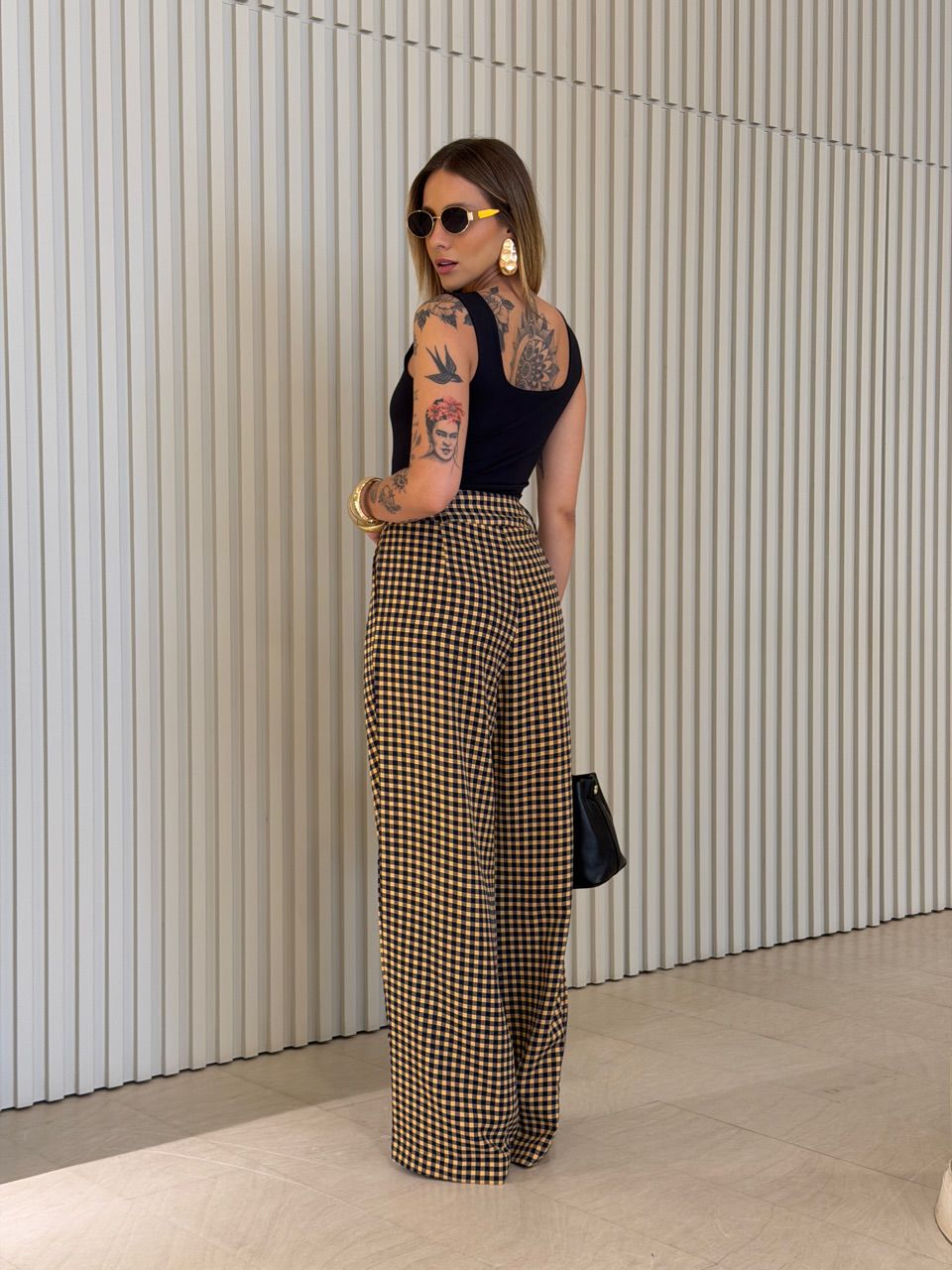 CALÇA SAMARA XADREZ MARINHO