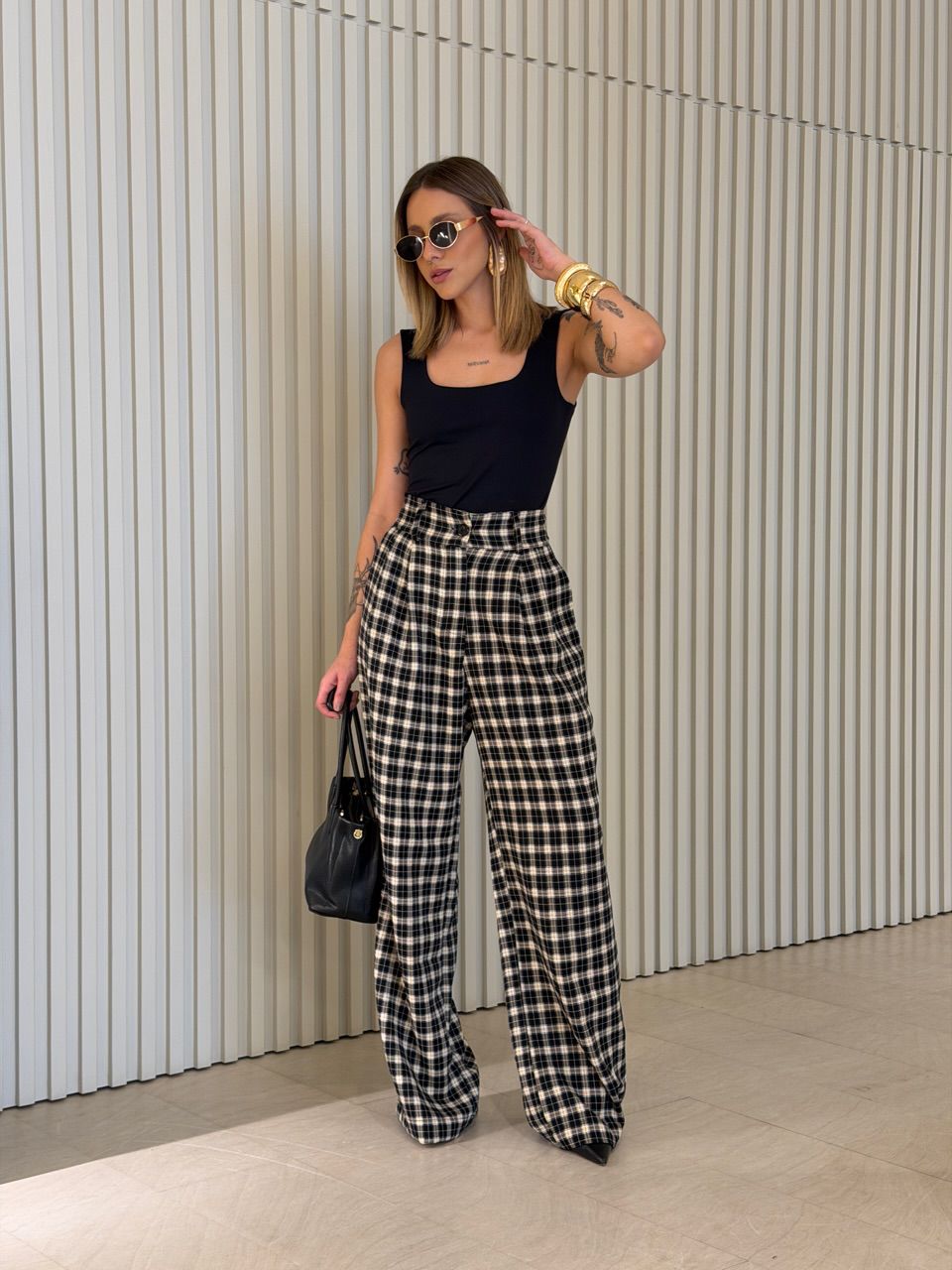 CALÇA SAMARA XADREZ PRETO