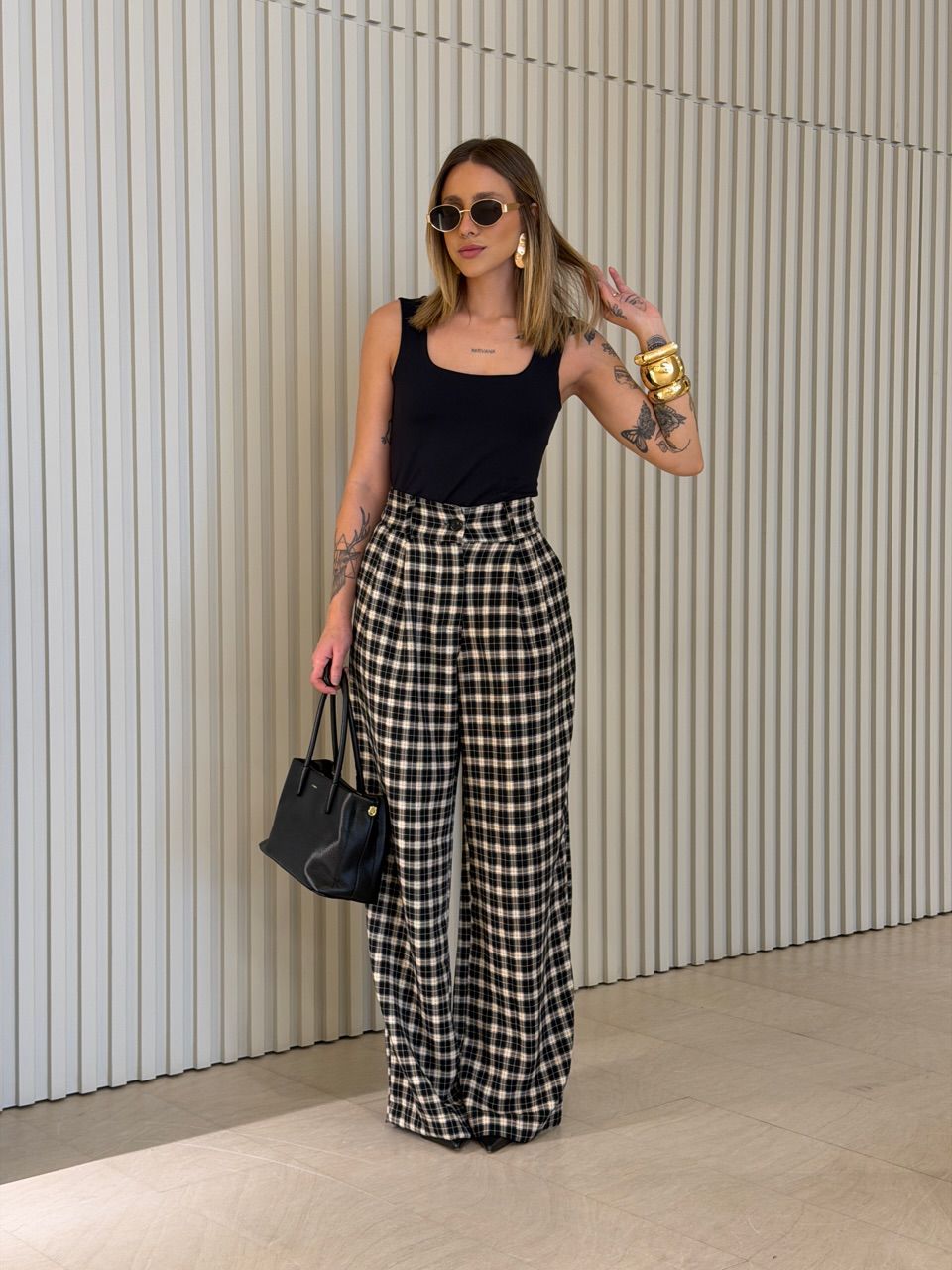 CALÇA SAMARA XADREZ PRETO