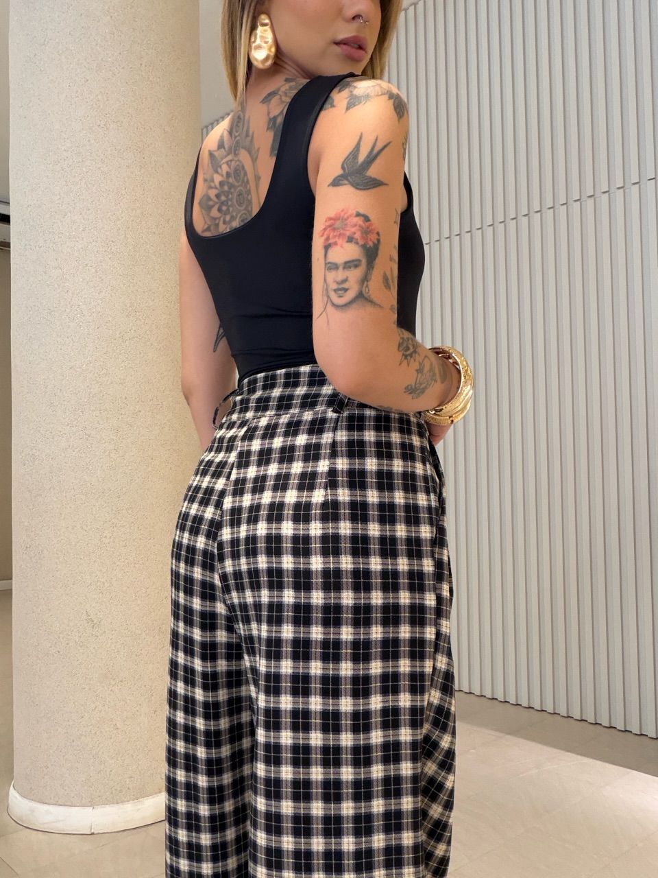 CALÇA SAMARA XADREZ PRETO