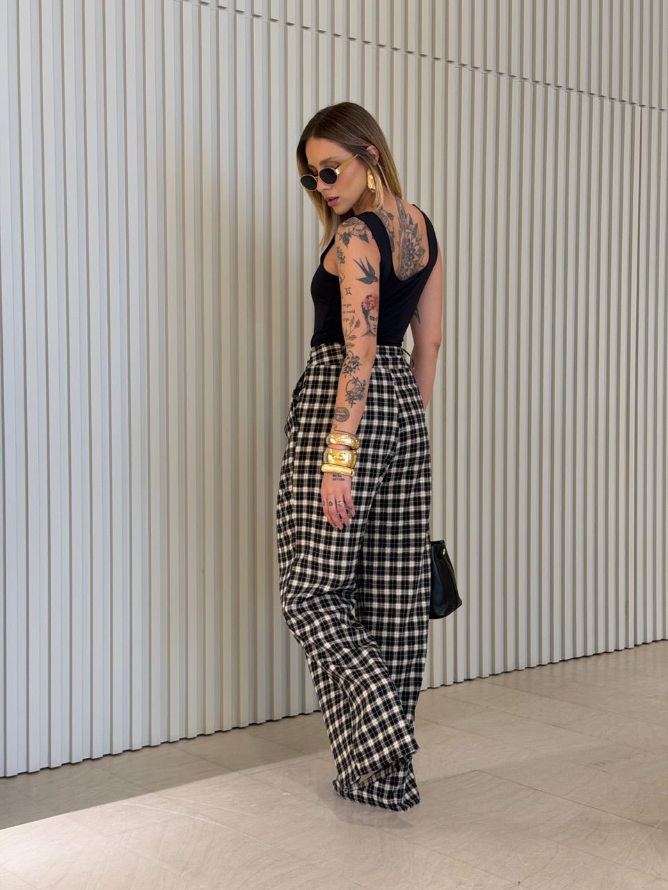 CALÇA SAMARA XADREZ PRETO