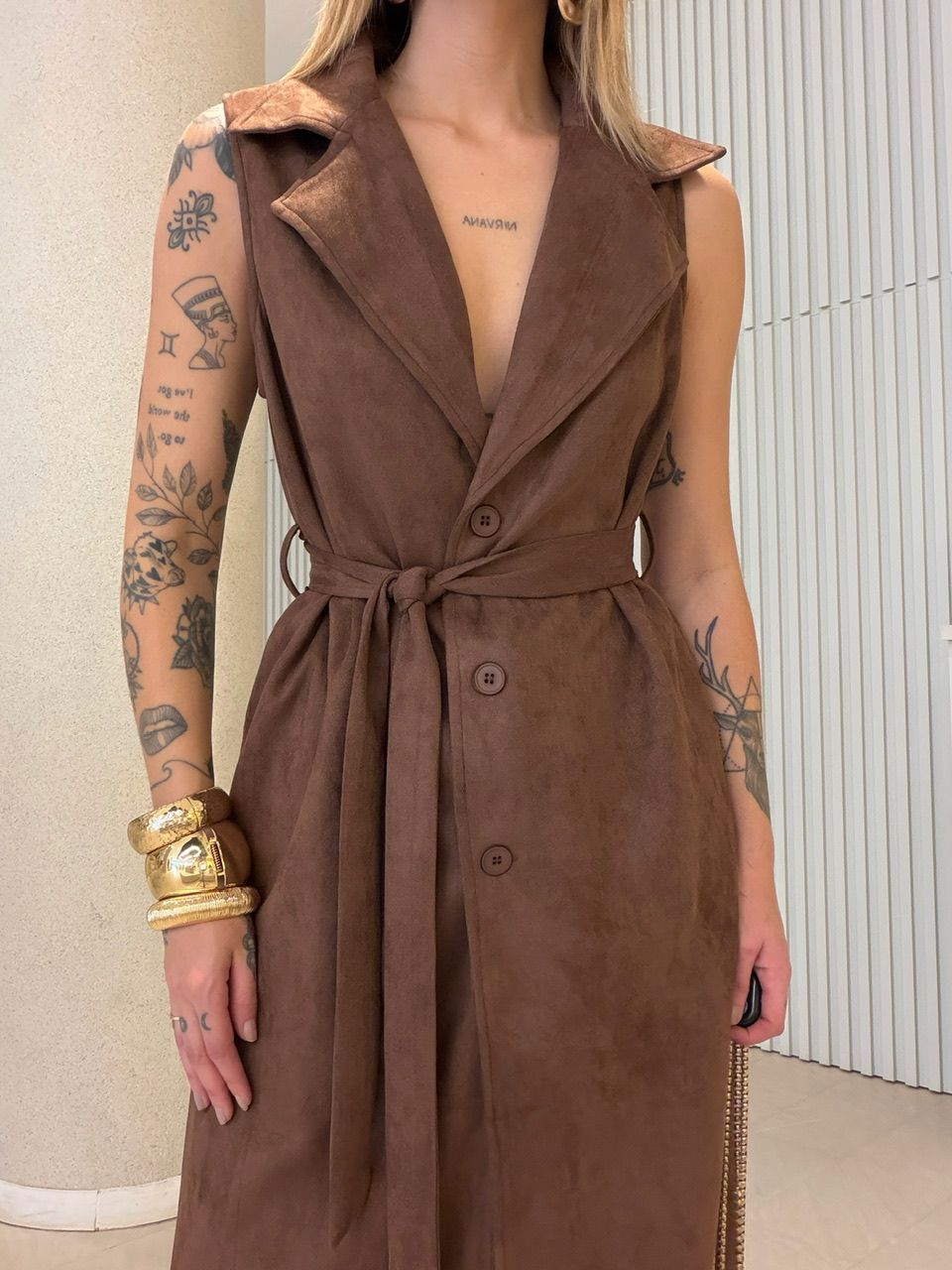 COLETE FABIANA ALONGADO MARROM