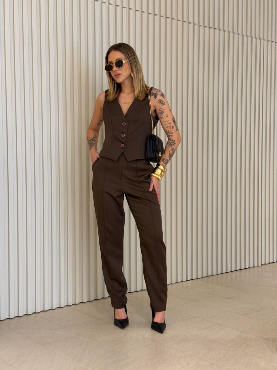 CONJUNTO ANA PAULA COLETE CAFÉ - 0075610160 - CAROLLA FERRARO