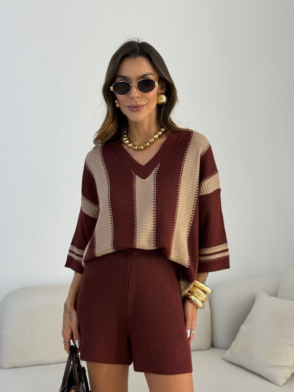 CONJUNTO RAQUEL TRICOT VINHO