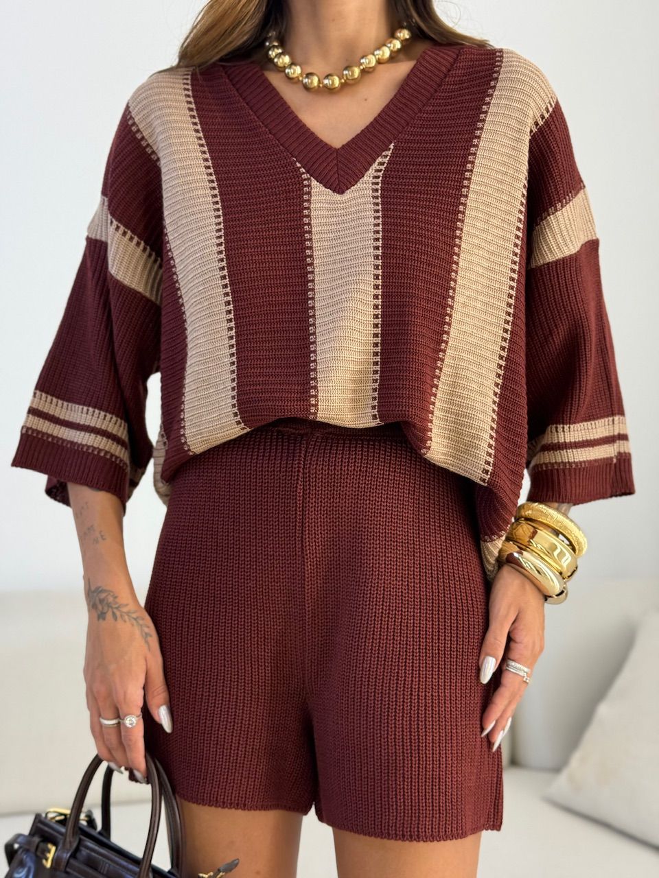 CONJUNTO RAQUEL TRICOT VINHO