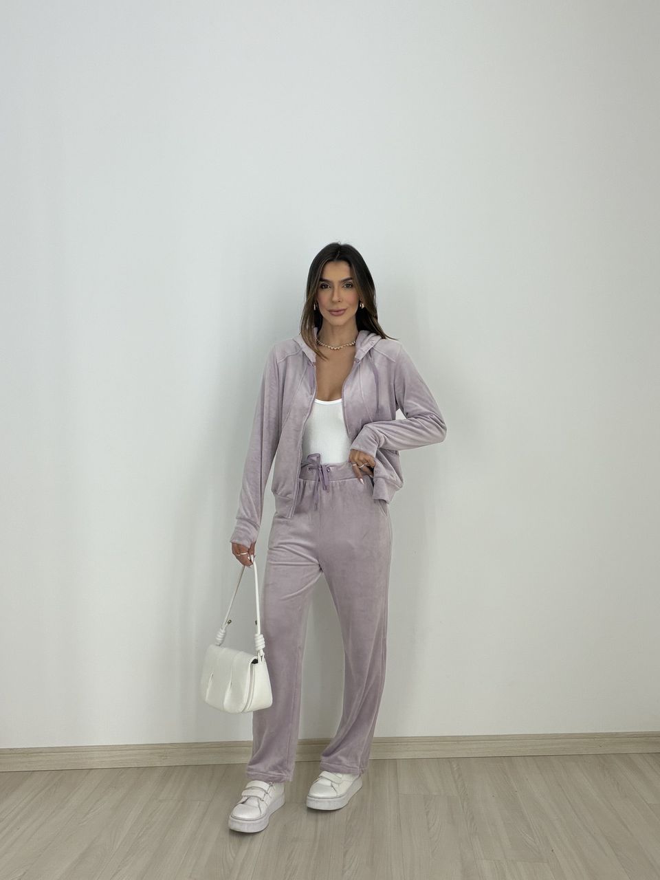 CONJUNTO MIRANDA VELUDO LILÁS - 0078630065 - CAROLLA FERRARO