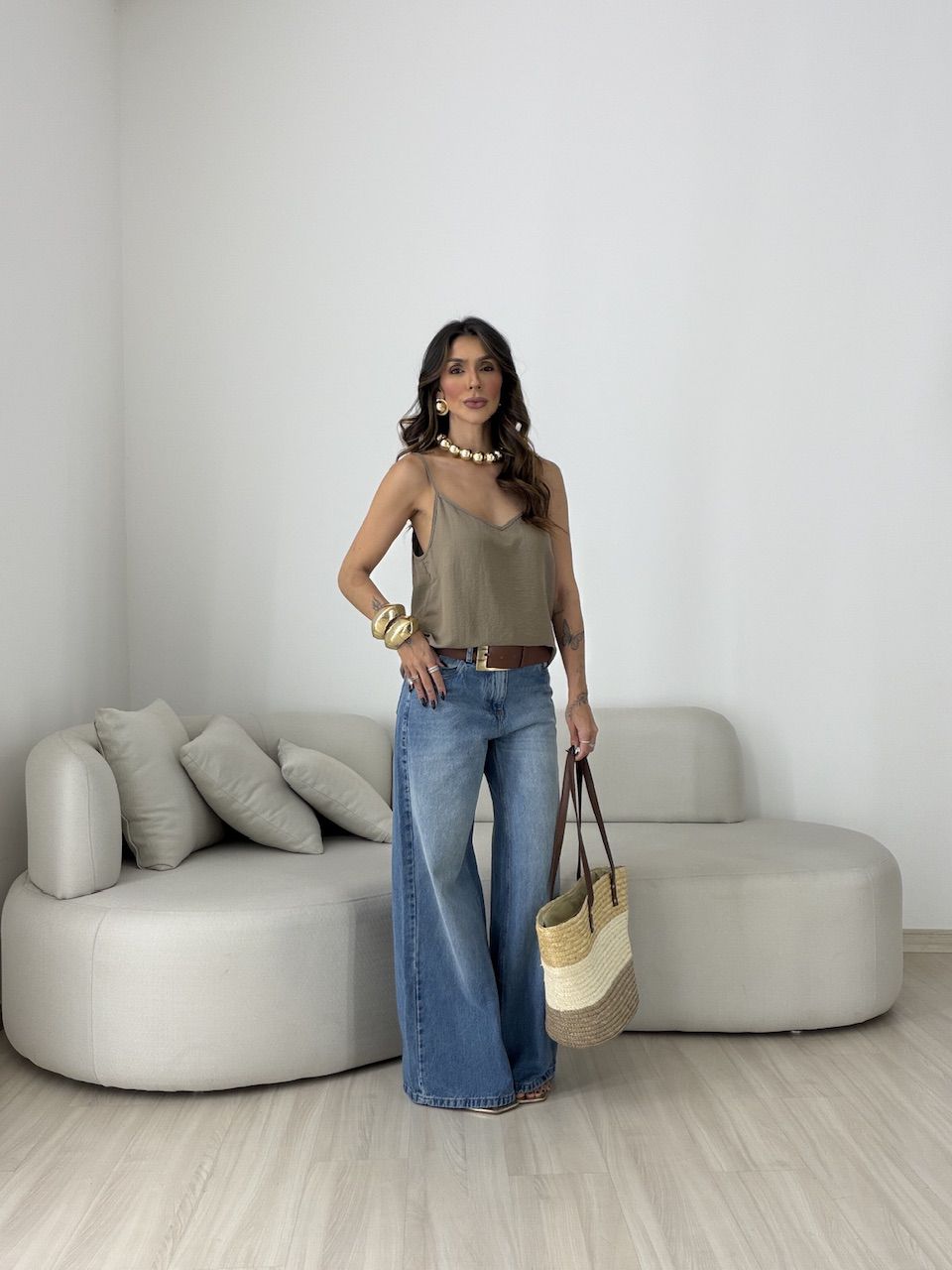 Blusa Miriam Alcinha Caqui