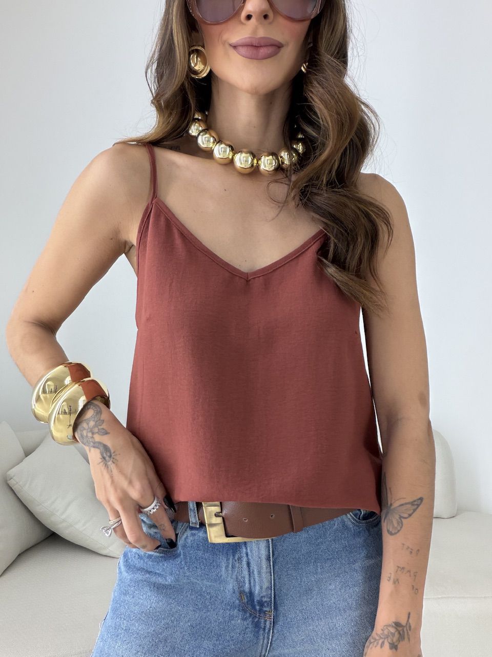 Blusa Miriam Alcinha Terra Cota