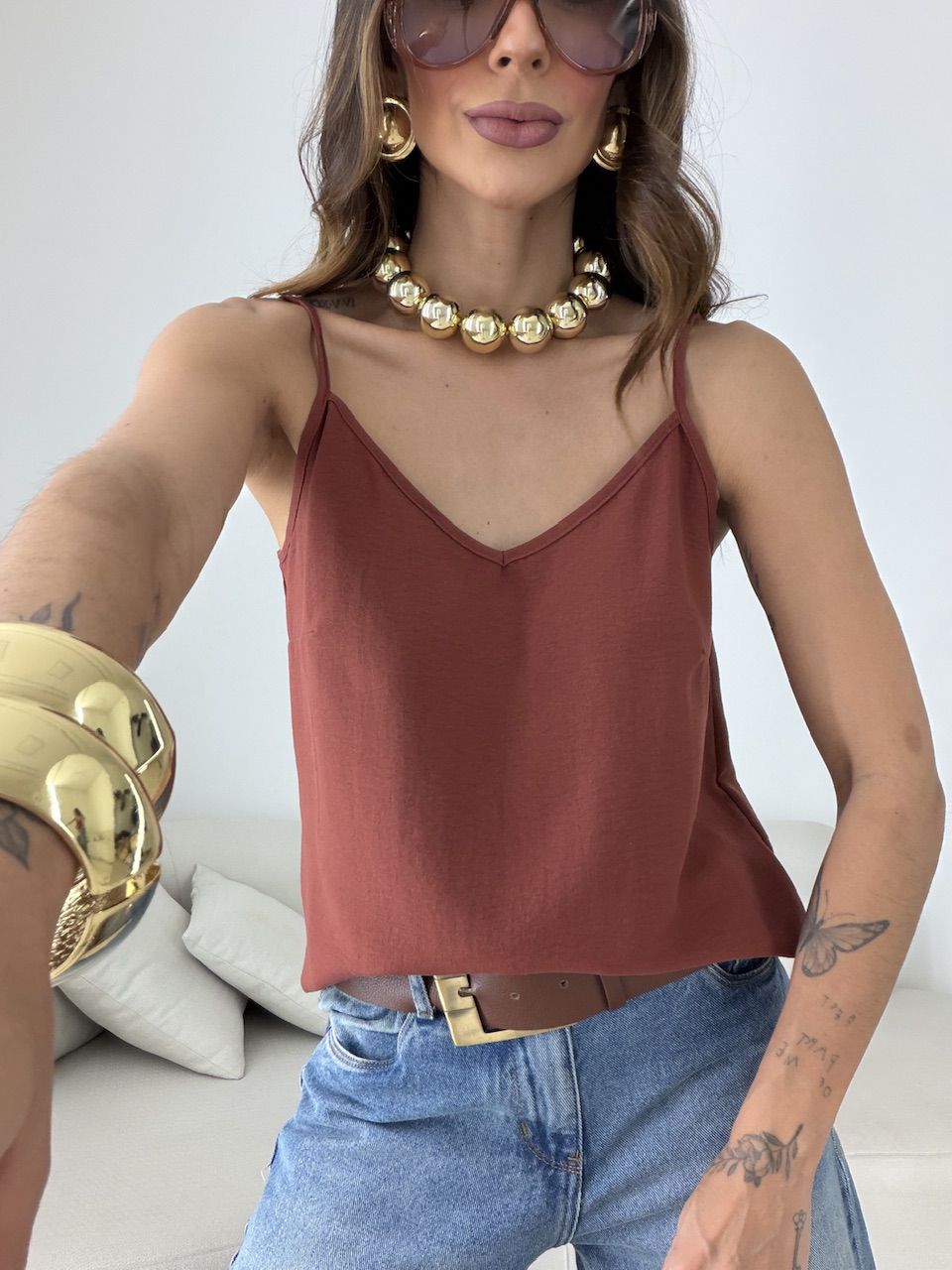 Blusa Miriam Alcinha Terra Cota
