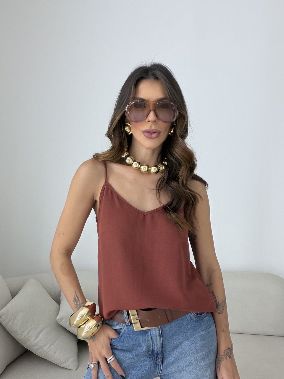 Blusa Miriam Alcinha Terra Cota