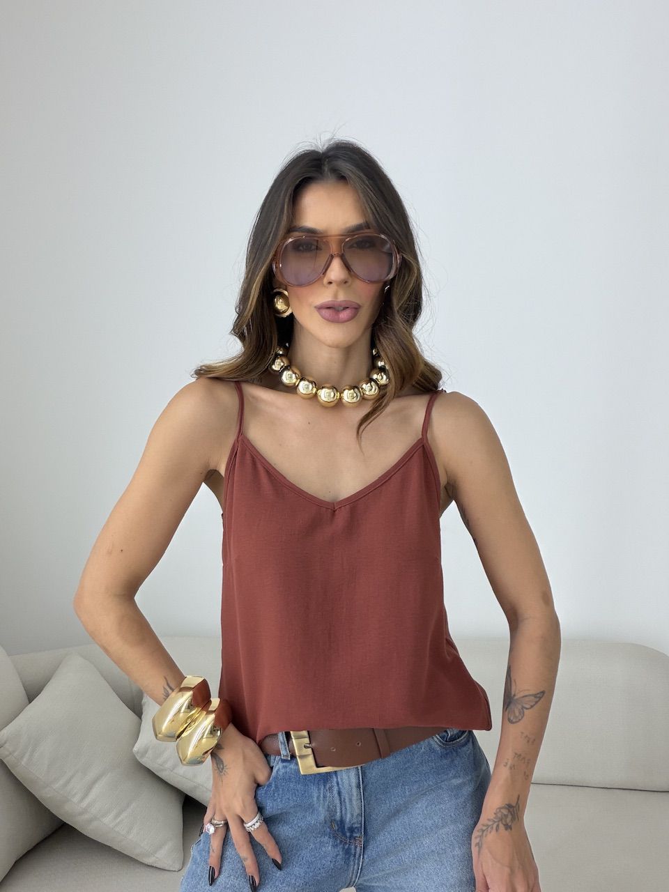 Blusa Miriam Alcinha Terra Cota