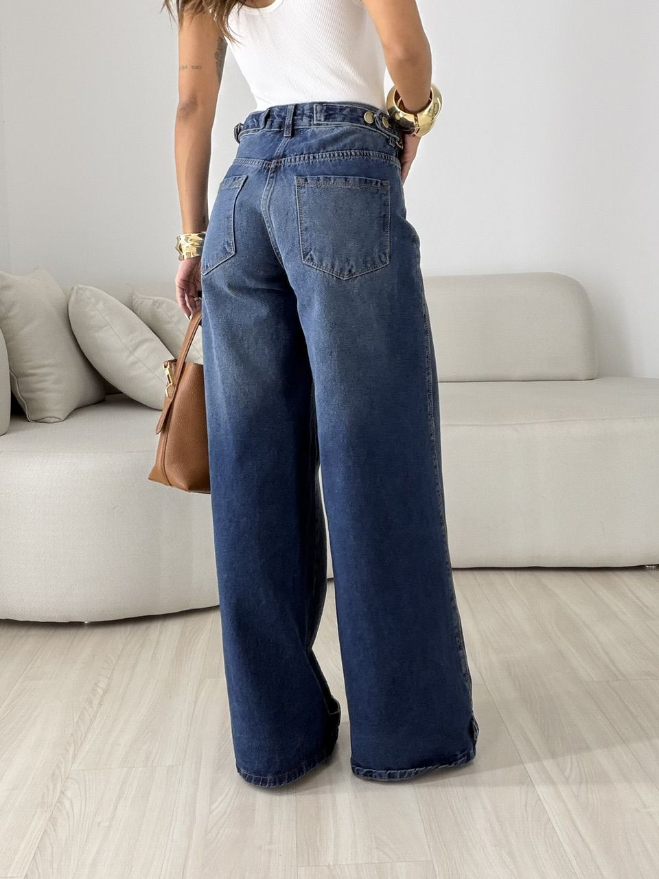 Calça Olivia Wide Leg Jeans Escuro