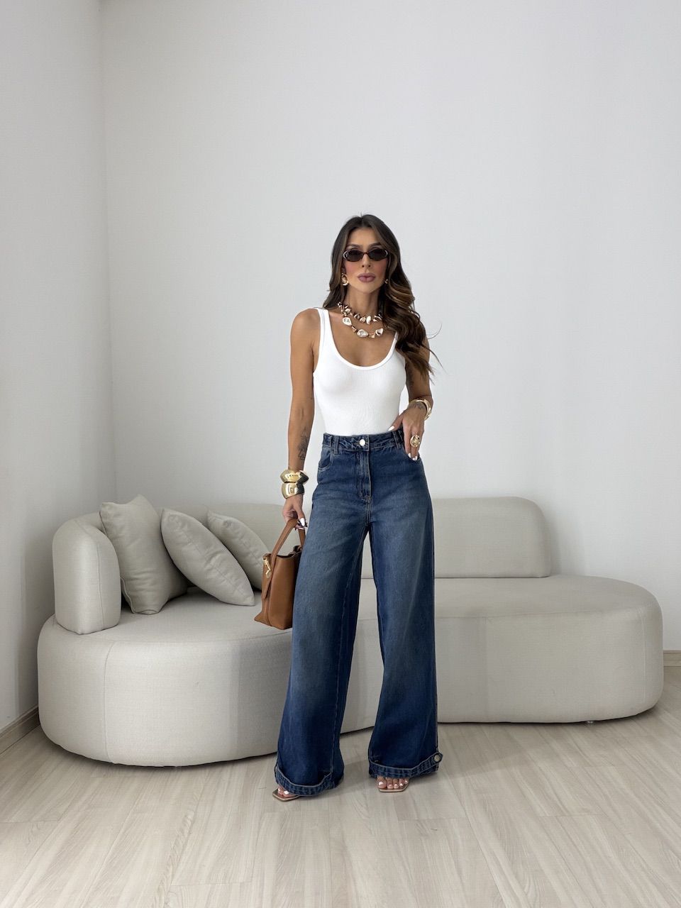 Calça Olivia Wide Leg Jeans Escuro