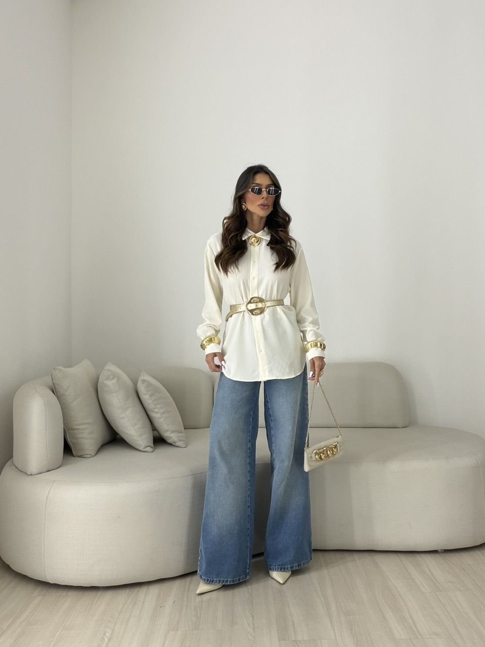 Camisa Talita Crepe Marfim